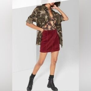 NEW w/TAGS Wild Fable Burgundy Corduroy High Rise Mini Skirt Plus Size 26W